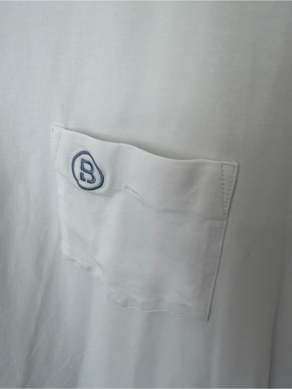 B.DRADDY Men’s Solid White Liam Polo with North Carolina flag and “B” Logo Patch - Picture 6 of 8